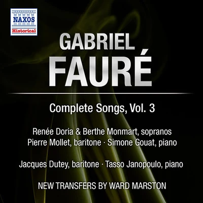 FAURE, G.: Songs (Complete), Vol. 3 - Op. 61, 72, 76, 83, 85, 87, 92, 94, 95 (Doria, Monmart, Dutey, Mollet) (1955) 專輯 Renee Doria