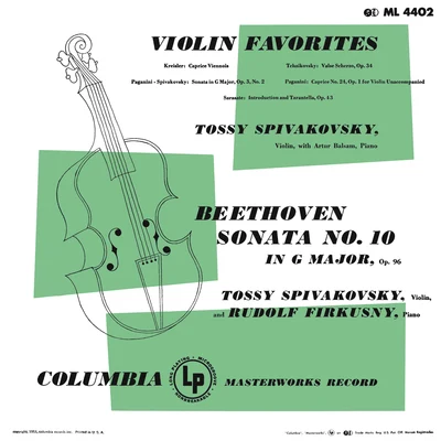 Violin Favorites - Kreisler, Tchaikovsky, Paganini, Sarasate & Beethoven: Violin Sonata No. 10 in G Major, Op. 96 (Remastered) 專輯 Rudolf Firkušný